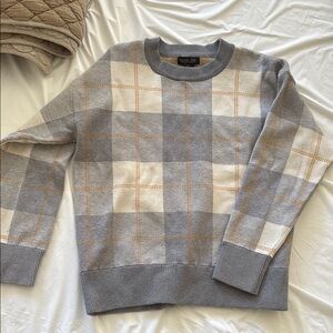 Gray and White Plaid Sweater